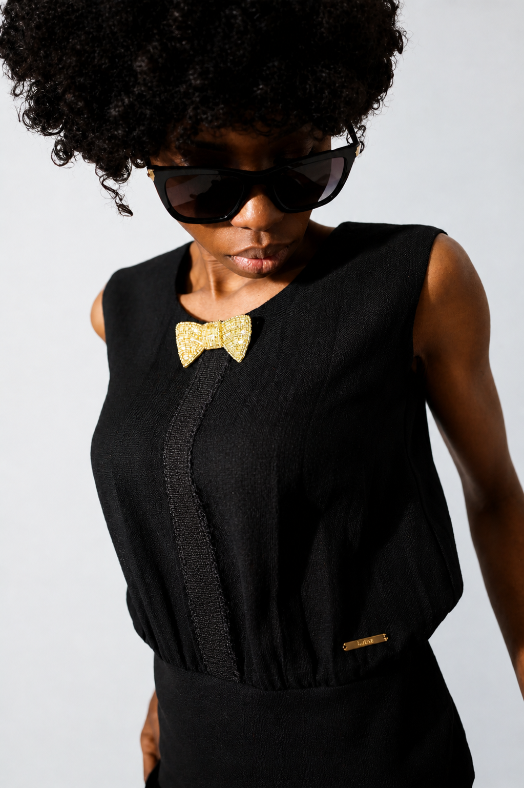 Woven Wool Bow Tie Blouse