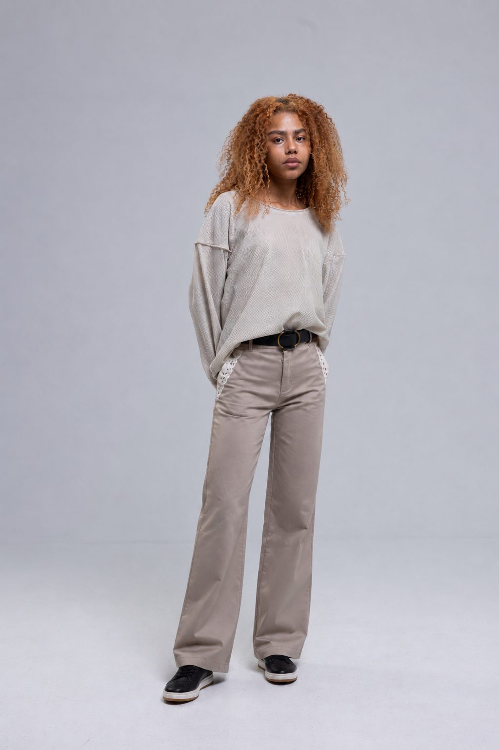 Wide-Leg Woven Cotton Laced Pants