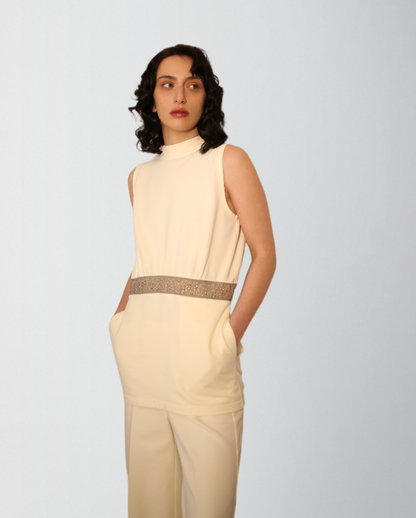 French terry cotton elastane pants ensemble