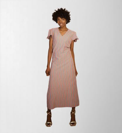 Narrow stripe cotton elastane jersey lurex dress