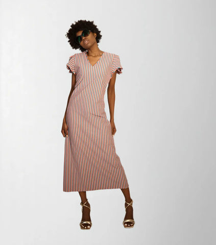 Narrow Stripe Cotton Elastane Jersey Lurex Dress