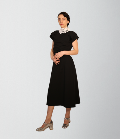 High quality french terry cotton dress with lace neck