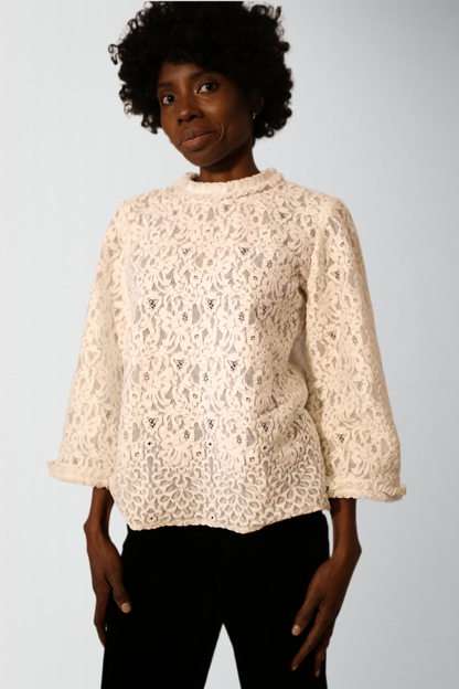 Pure cotton thick lace luxury blouse