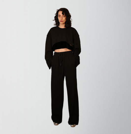 Cotton casual woven 3 pieces tracksuit with velour