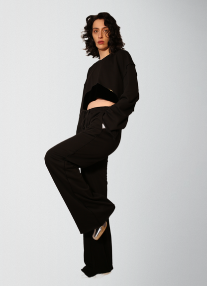 Cotton casual woven 3 pieces tracksuit with velour