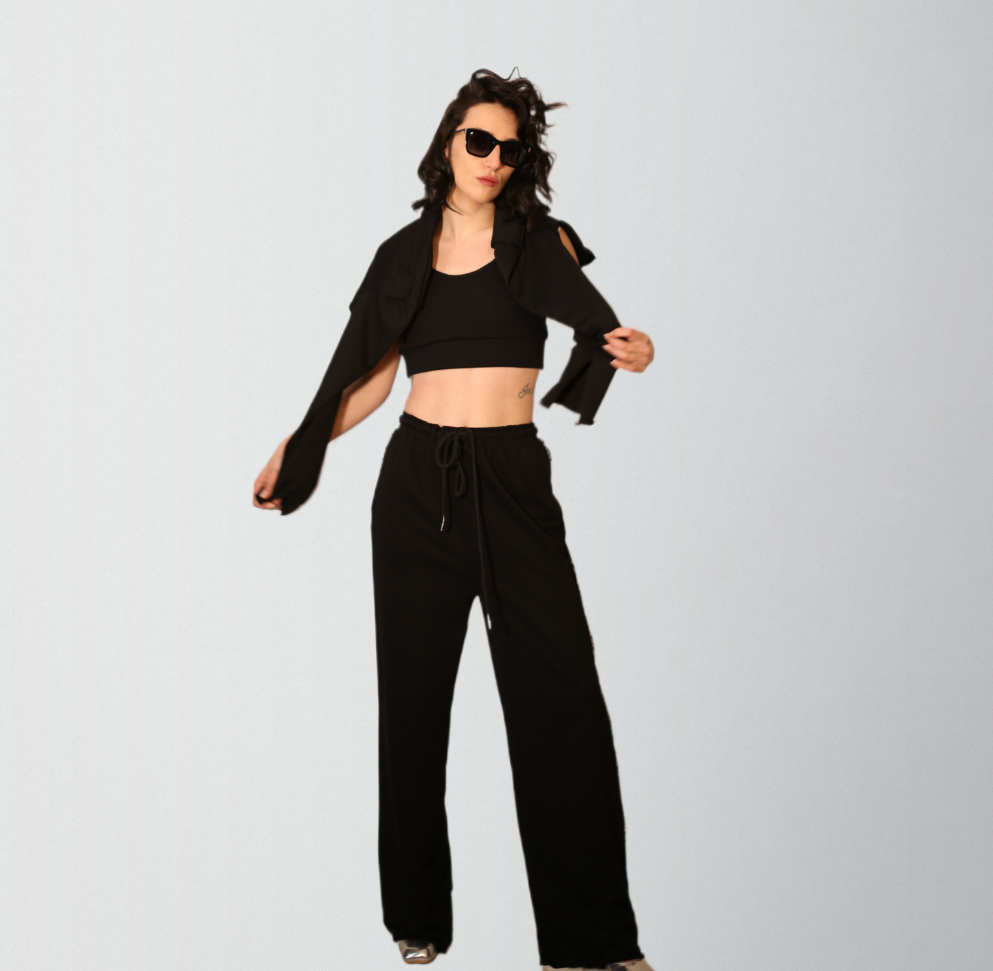 Cotton casual woven 3 pieces tracksuit with velour