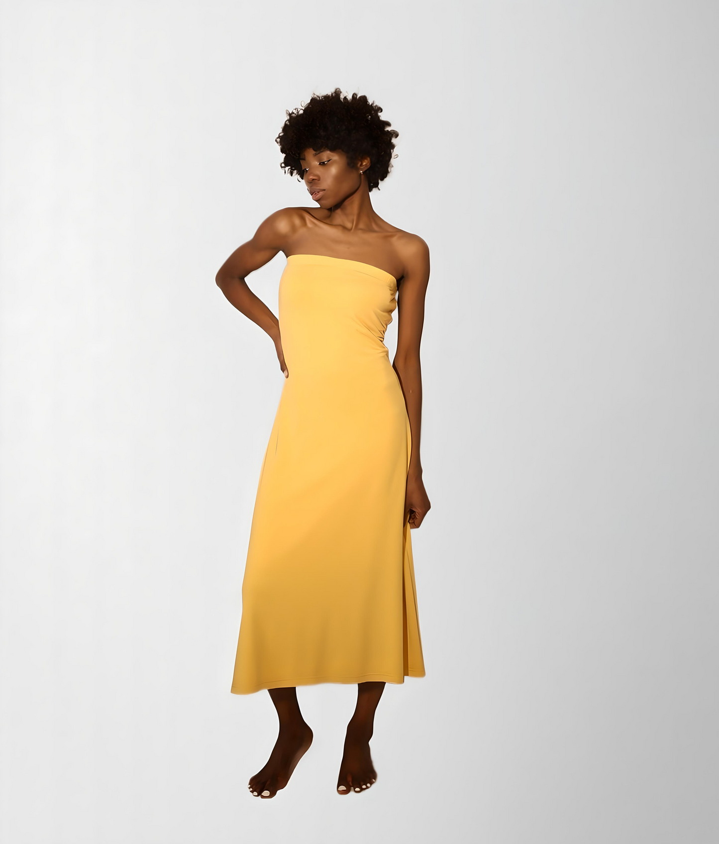 Organic french terry cotton strapless dress