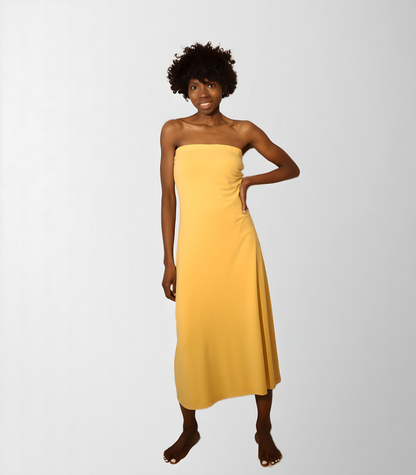 Organic french terry cotton strapless dress