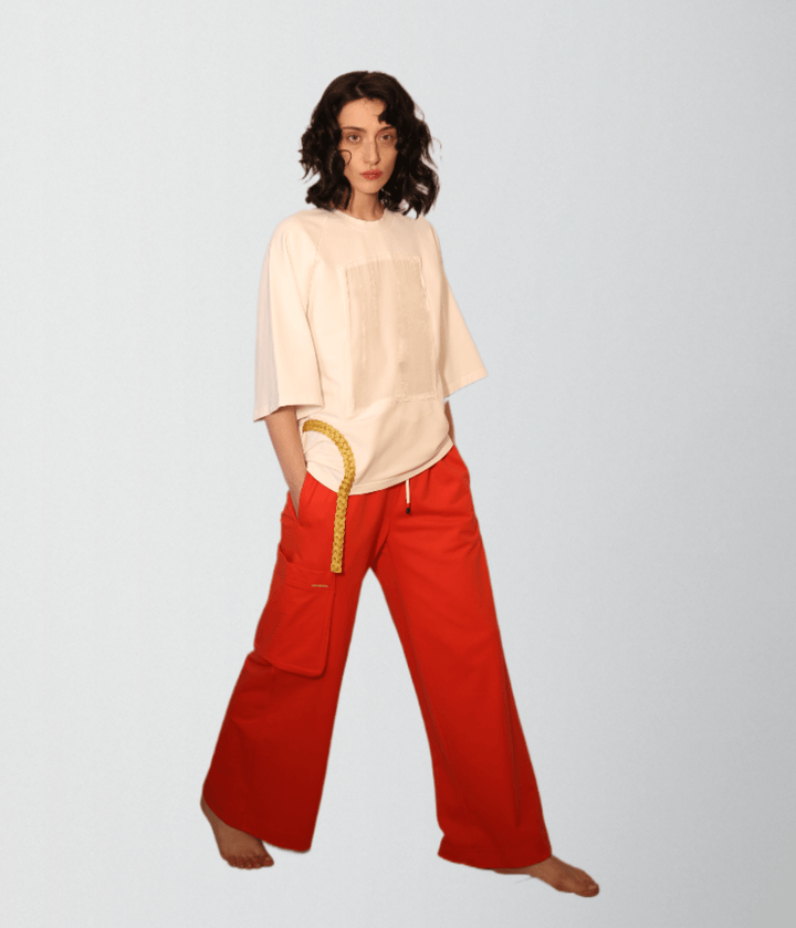 Wide-Leg French Terry Cotton Trackpants