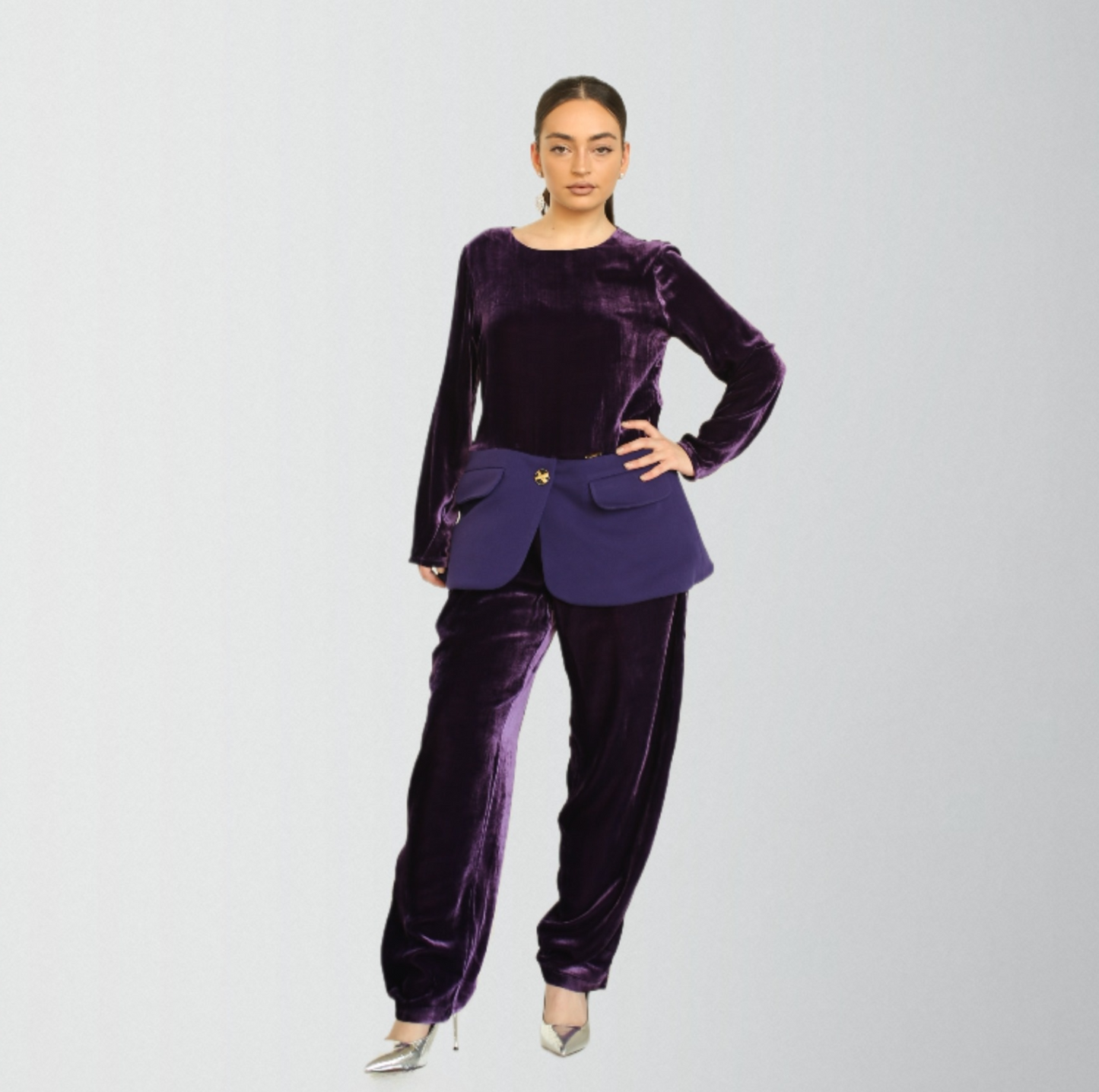 Pure mulberry silk velvet luxury pants ensemble