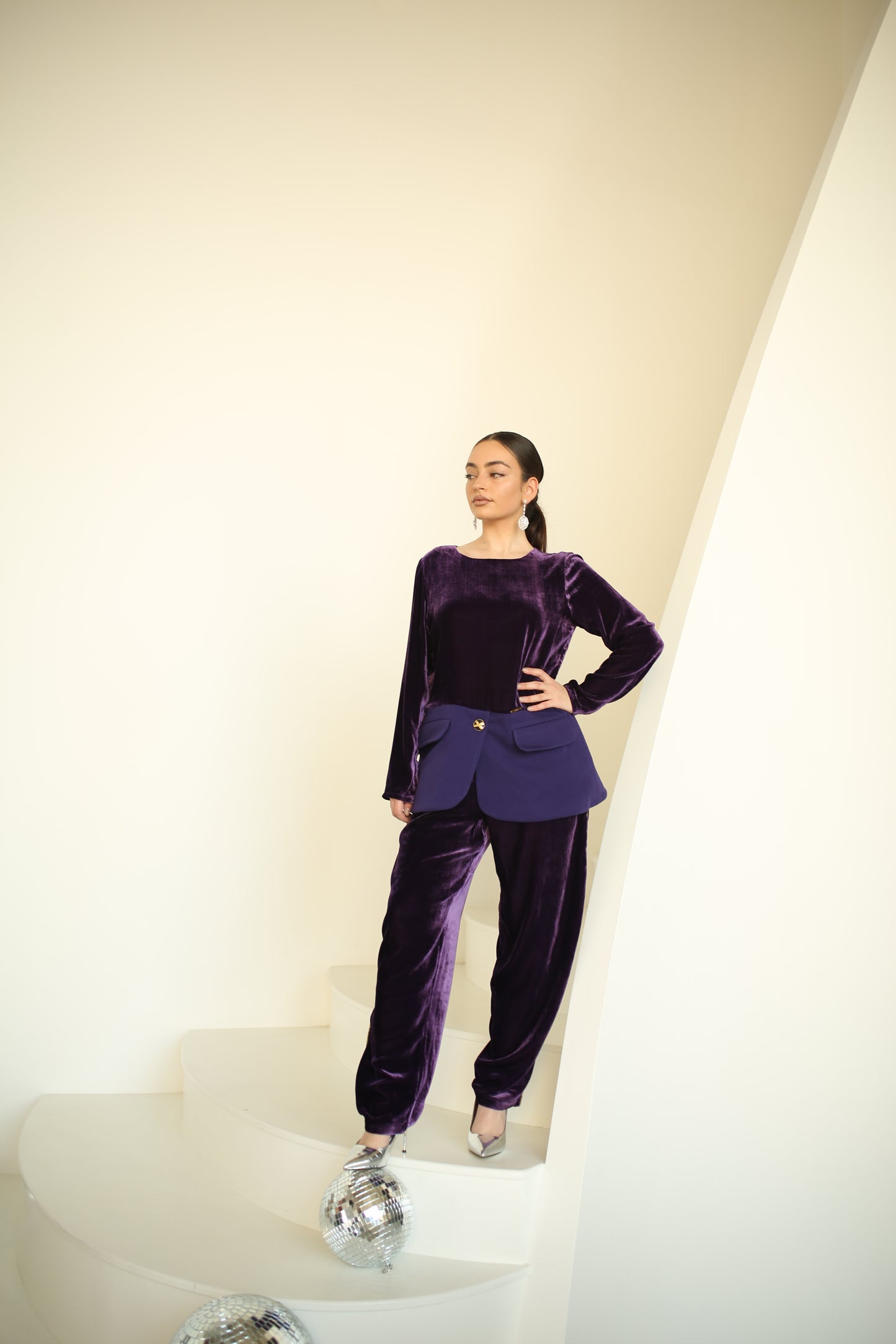 Pure mulberry silk velvet luxury pants ensemble