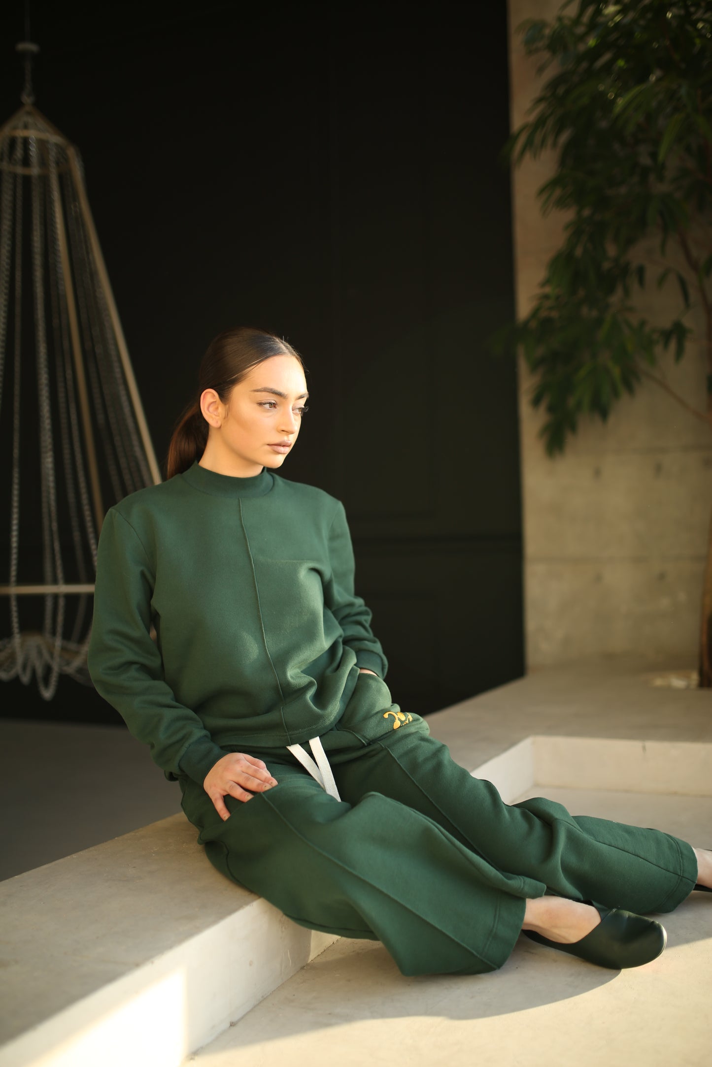 Embroidered organic soft jersey casual tracksuit