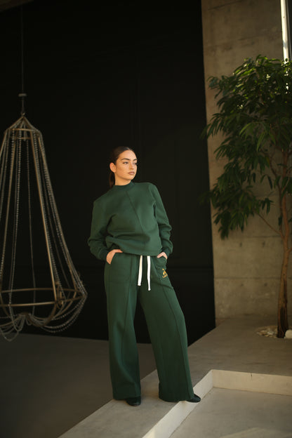 Embroidered organic soft jersey casual tracksuit