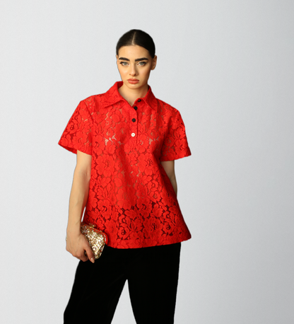 Pure cotton thick luxury lace blouse