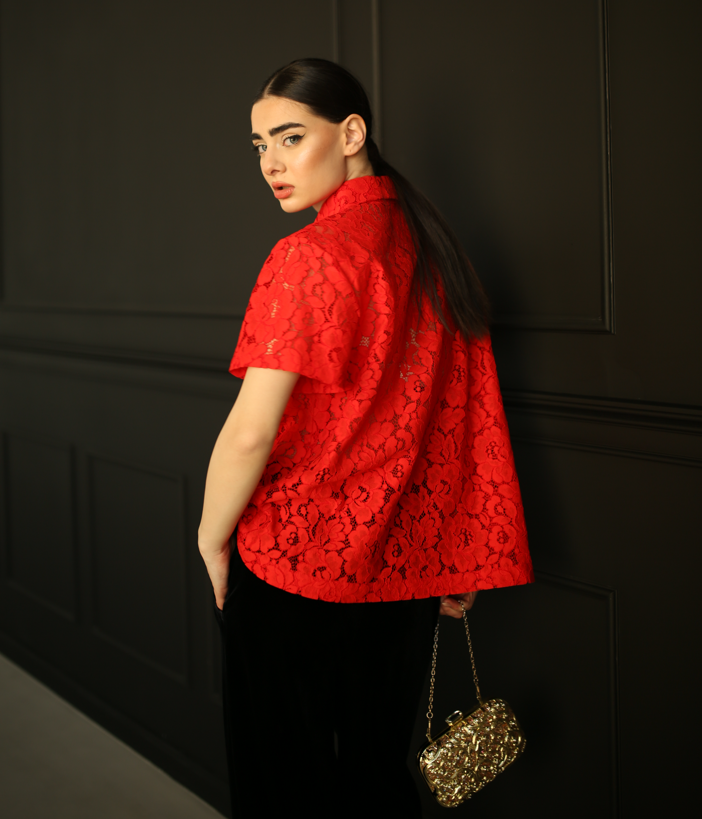 Pure cotton thick luxury lace blouse