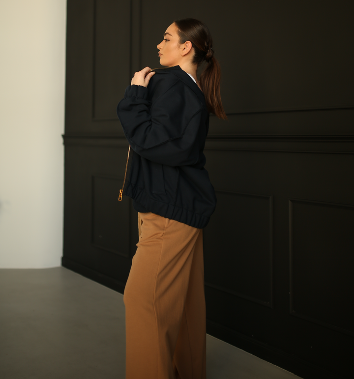 Wide-Leg Hemp Spandex French Terry Pants