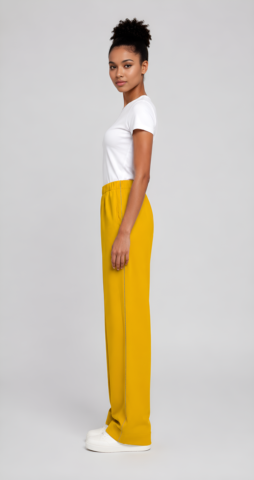 Wide-Leg Cotton Spandex Pants