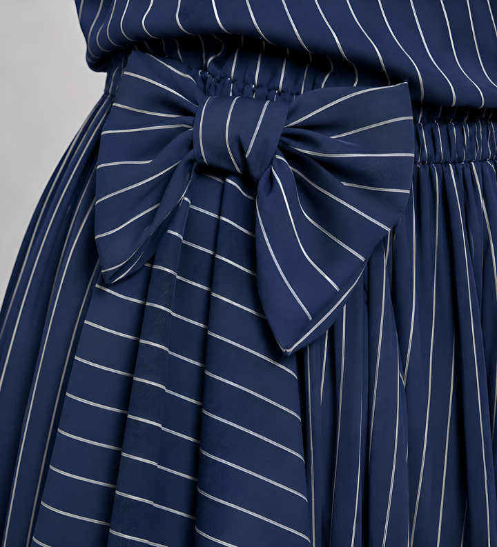 Pinstriped Maxi Skirt Ensemble