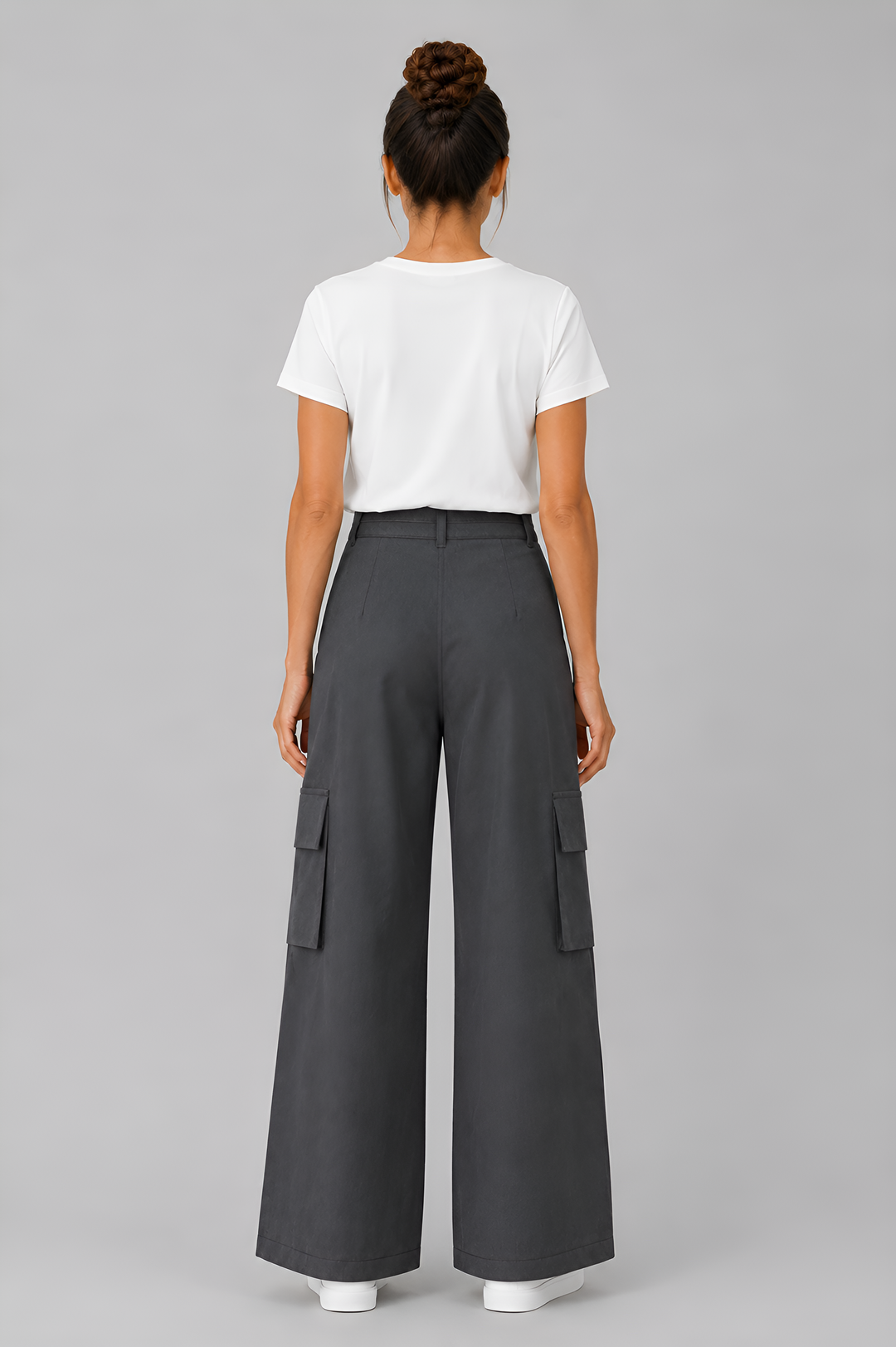 Wide-Leg Soft Cotton Canvas Cargo Trousers