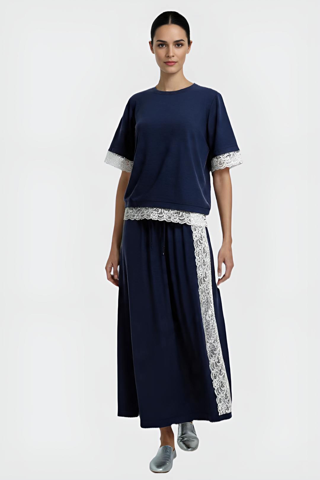 Laced Organic Cotton Jersey Skirt Ensemble