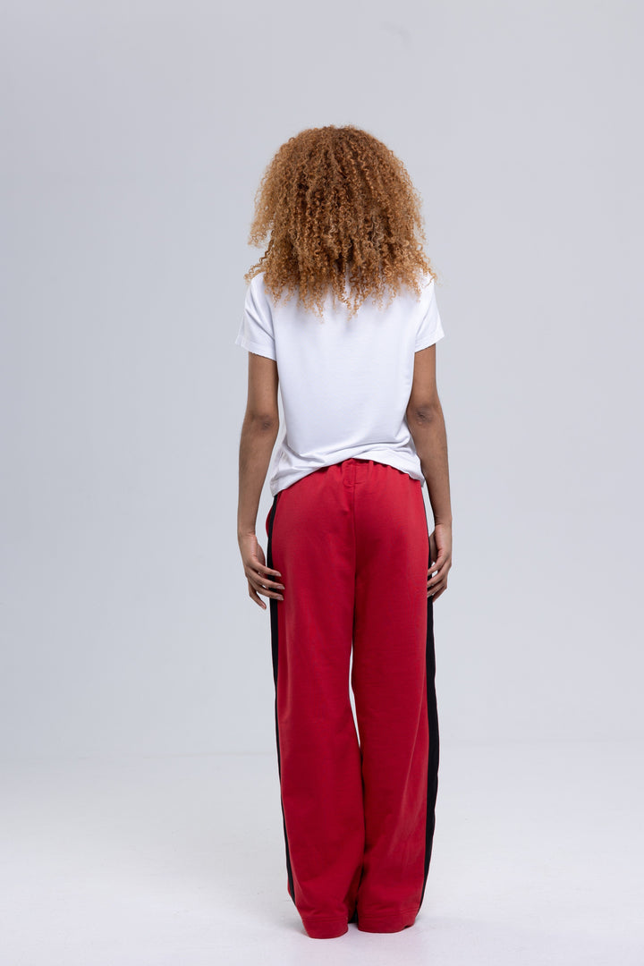 Wide-Leg Cotton Trackpants