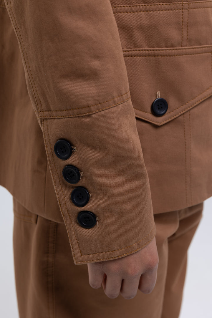 Cotton Twill Fitted Utility Jacket