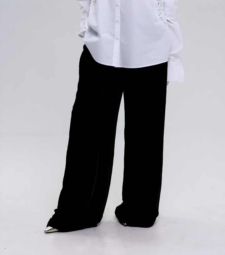 Mulberry Silk Velvet Wide-Leg Trousers