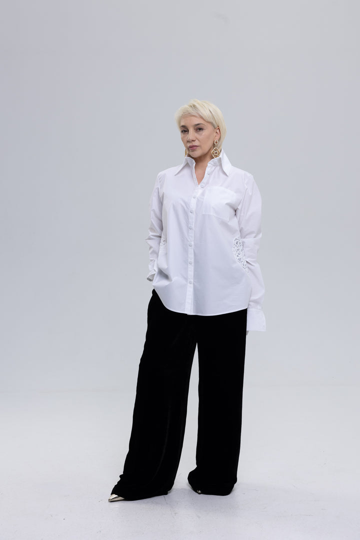 Mulberry Silk Velvet Wide-Leg Trousers