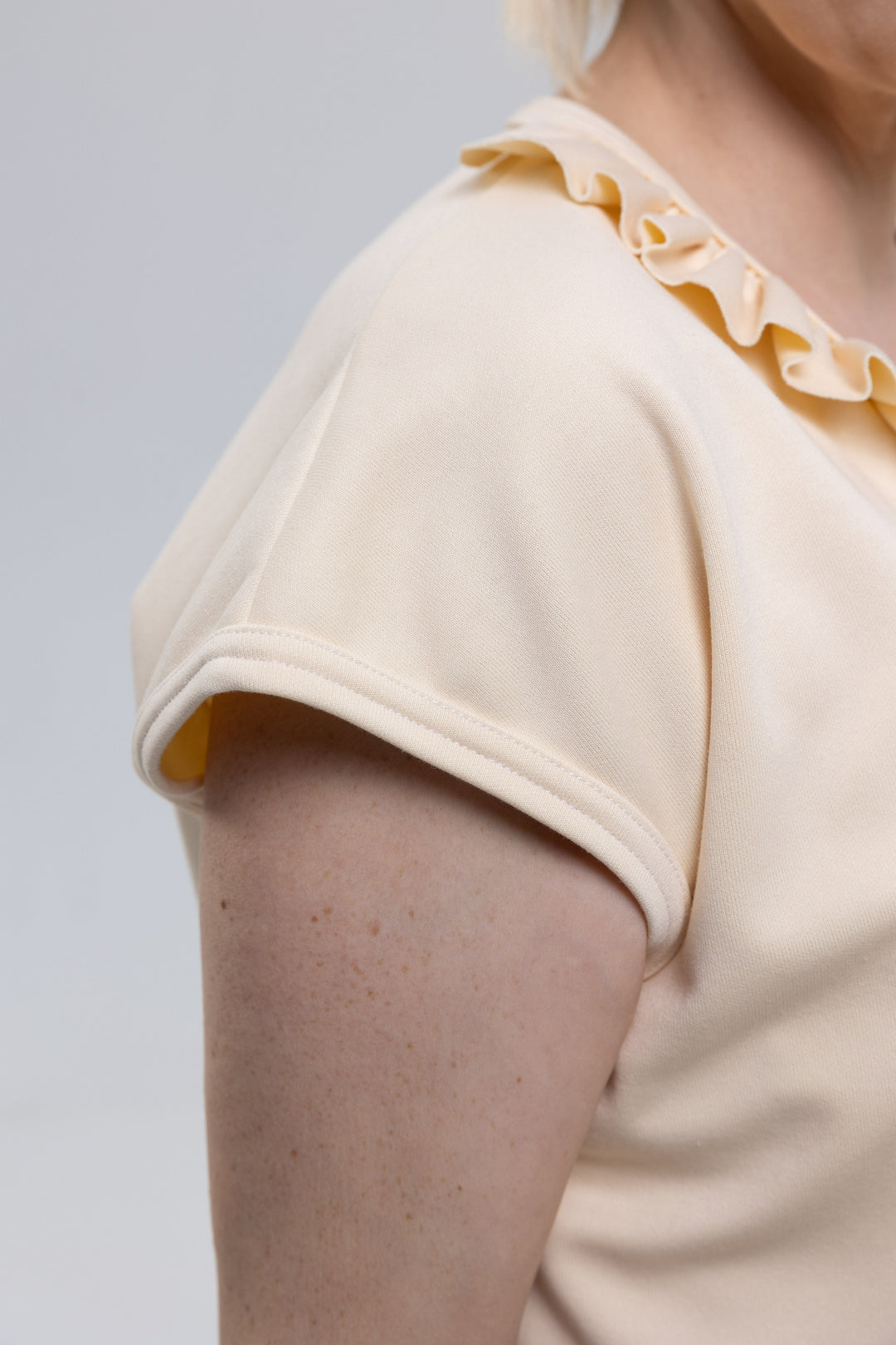 French Terry Cotton Spandex Ruffle Top
