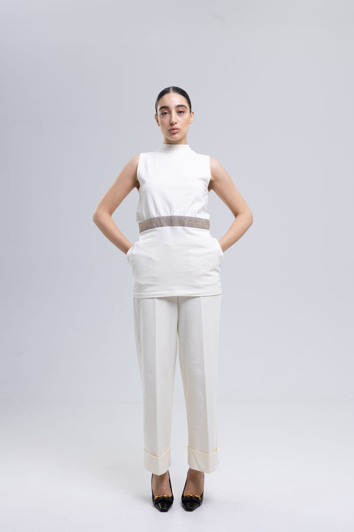 Cotton Elastane Trousers Ensemble