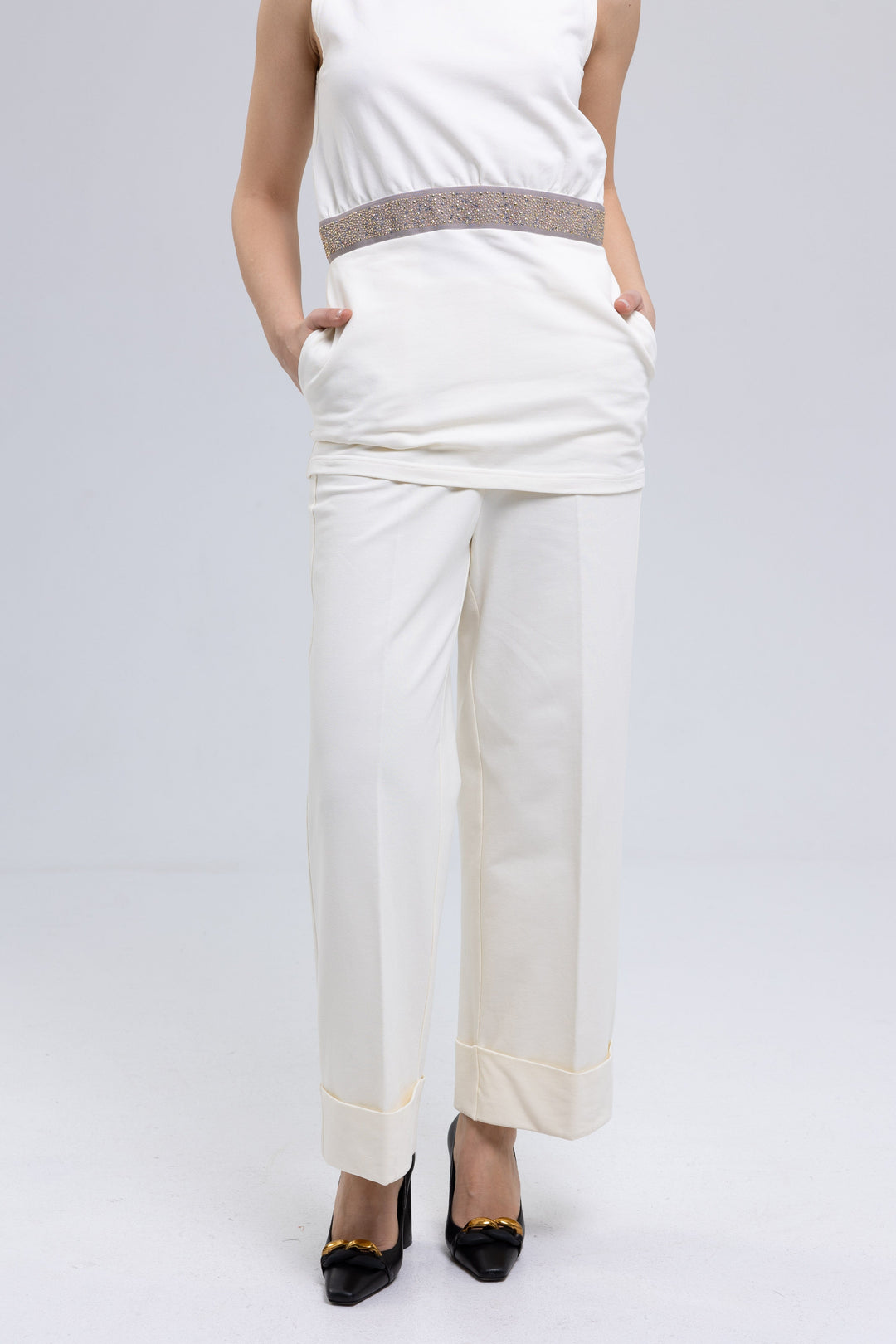 Cotton Elastane Trousers Ensemble