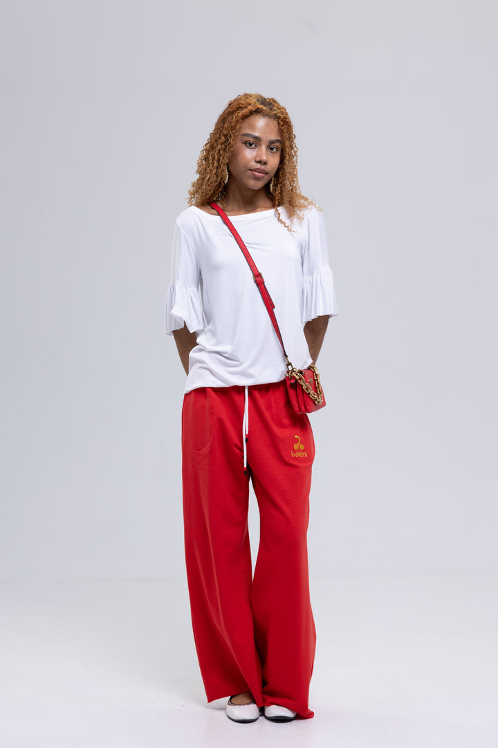 Wide-Leg French Terry Cotton Pants