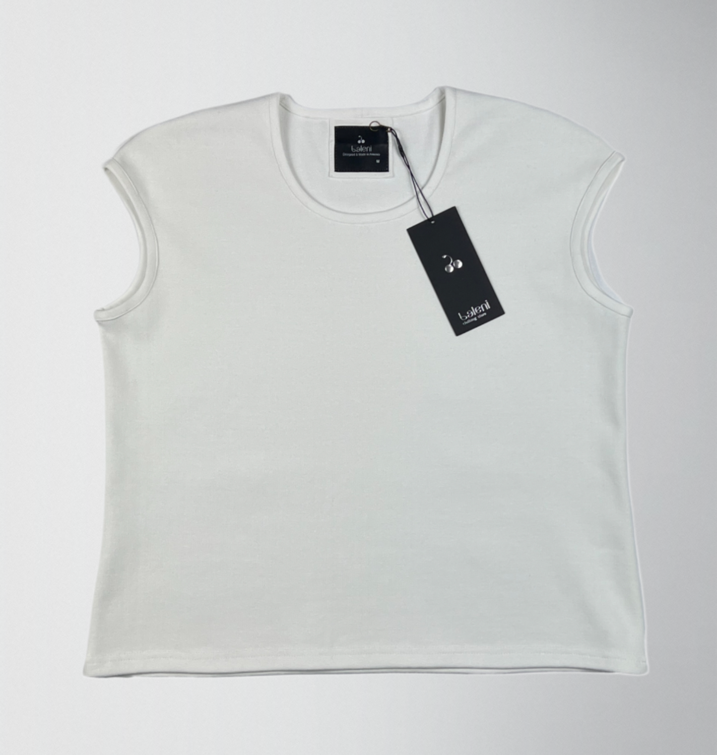 Sleevless cotton rib T-shirt