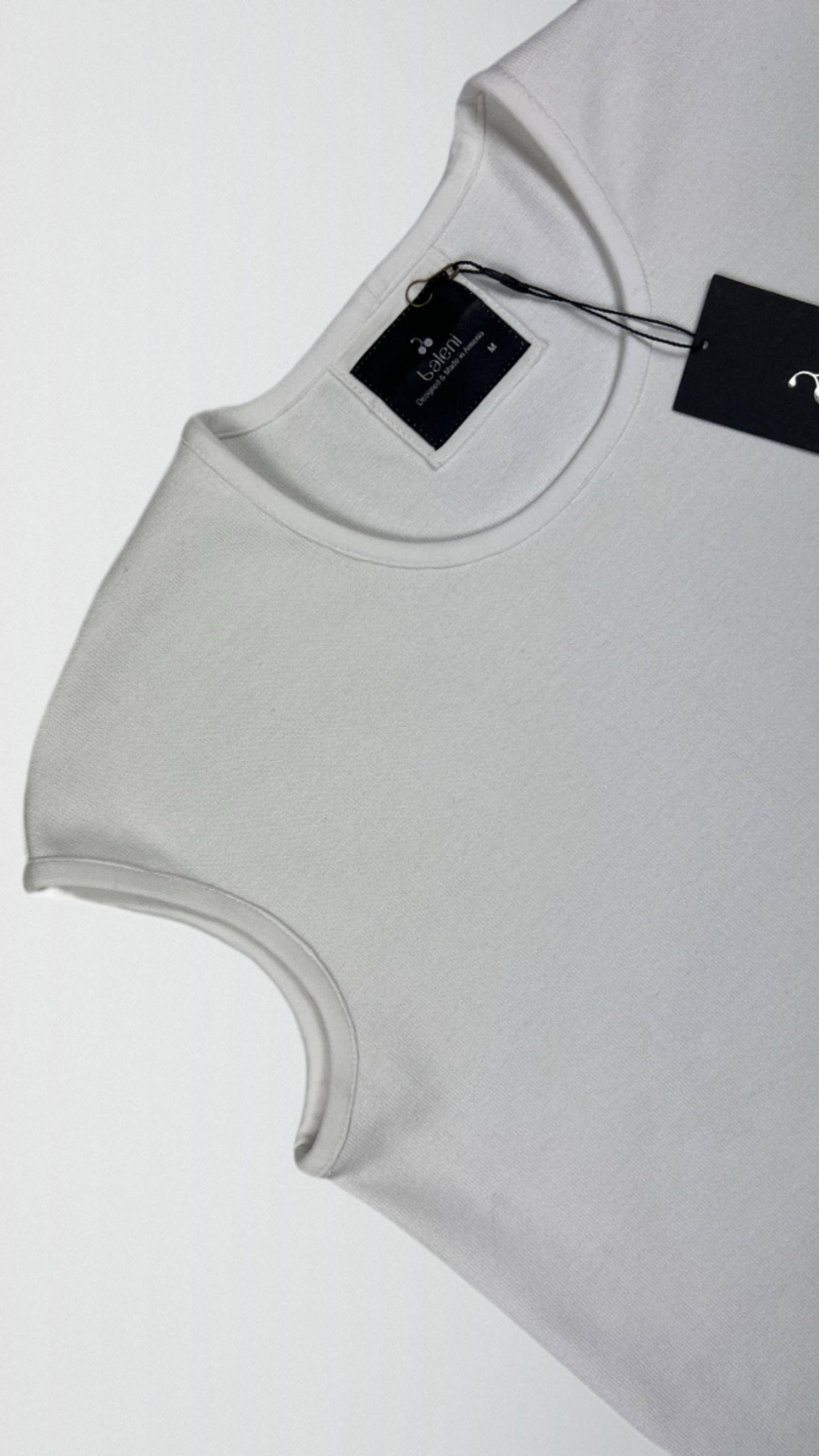 Sleevless cotton rib T-shirt