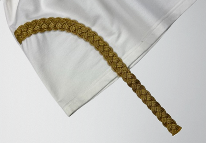 Cotton elastane top with soft silk velvet & gold metallic braid trim