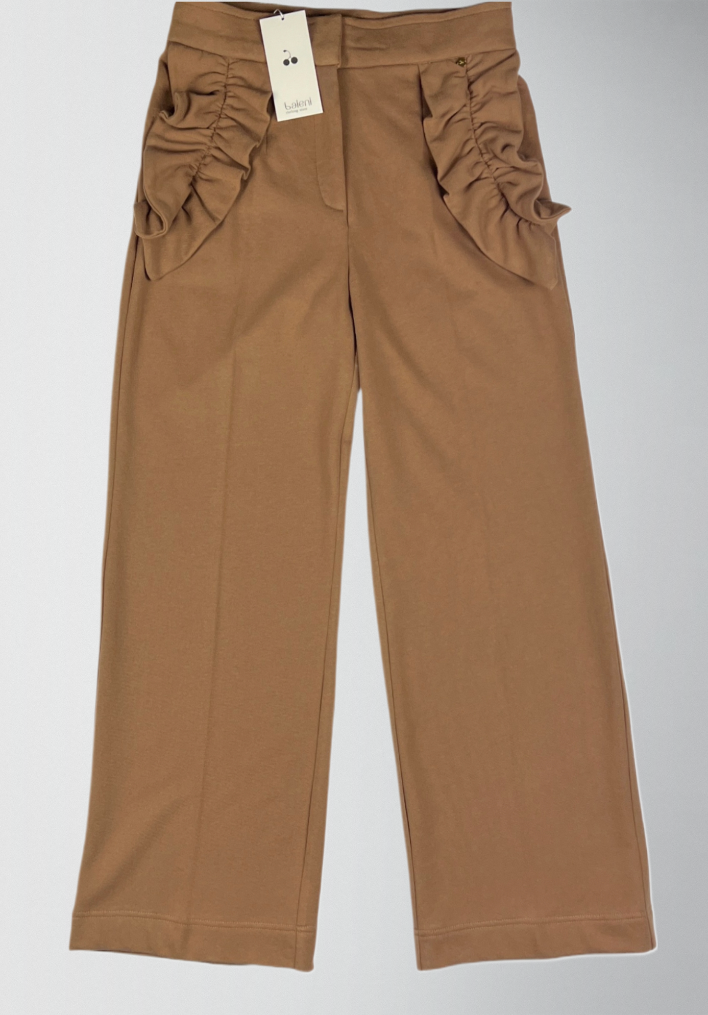 Jersey pants with ruffle pockets