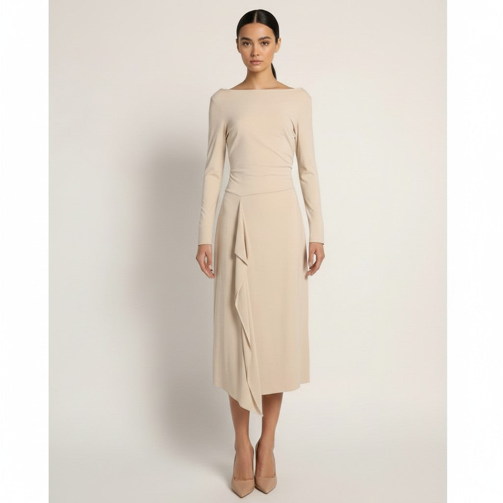 Bamboo Knit Jersey Dress Champagne Beige / M Bamboo Knit Jersey Dress Champagne Beige / M