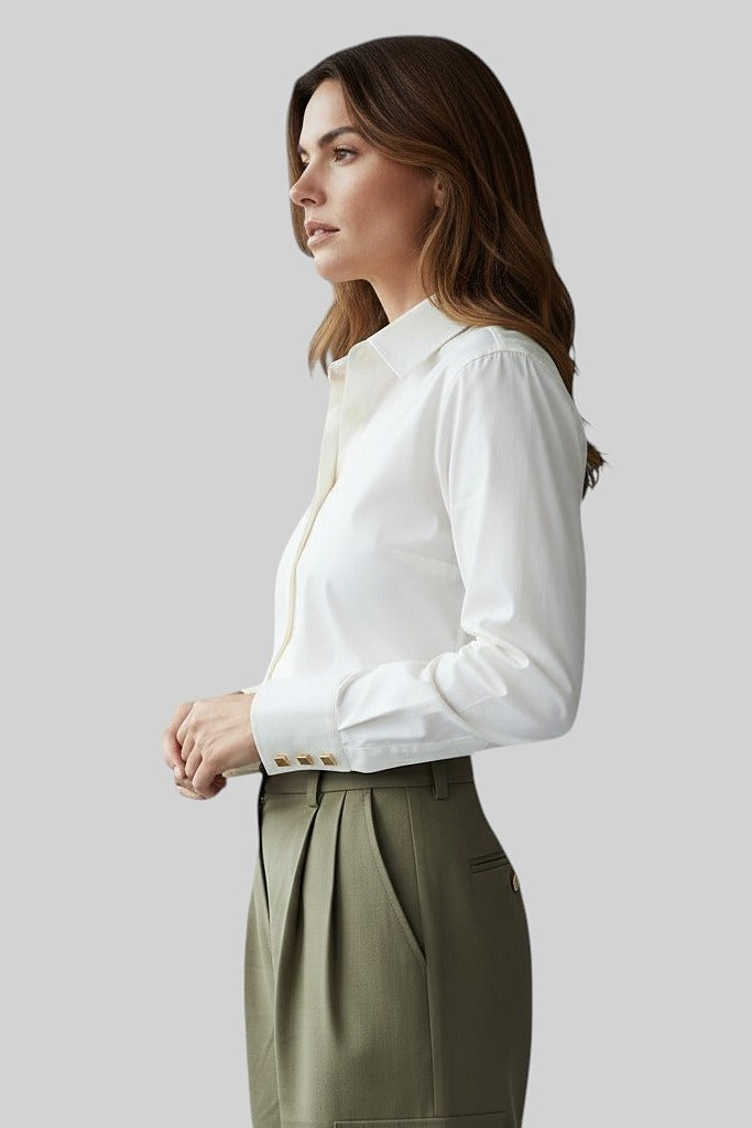 Cotton Relaxed Shirt With Flat Nail Heads