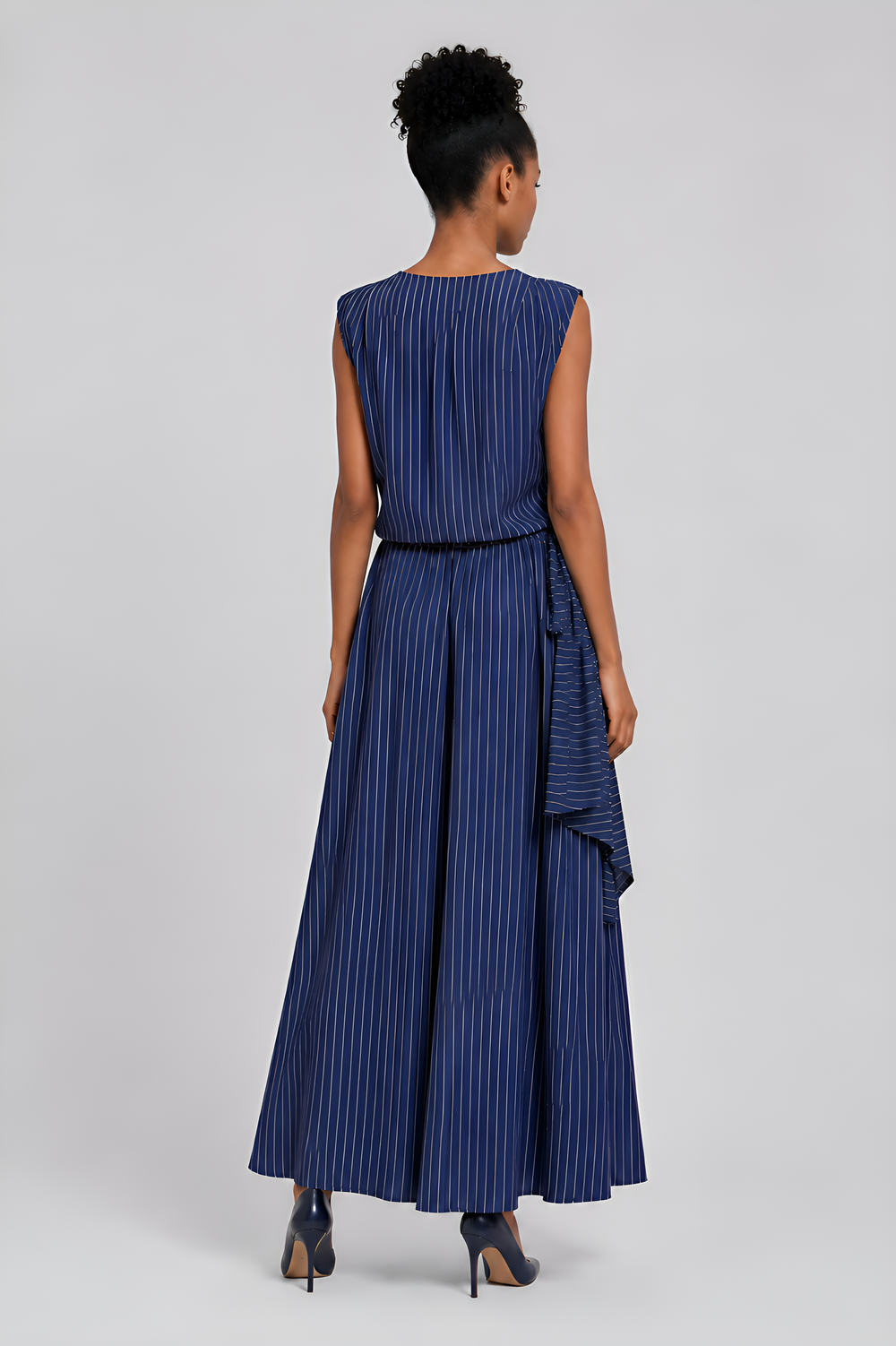 Women's Pinstripe Maxi Skirt Set Side View