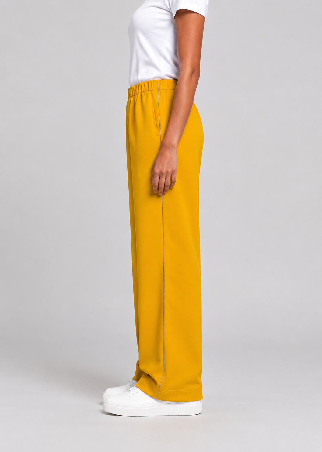 Wide-Leg Cotton Spandex Pants