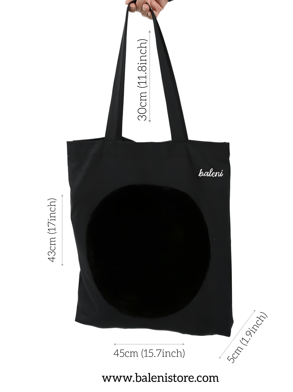 Black embroidered tote bag by Baleni