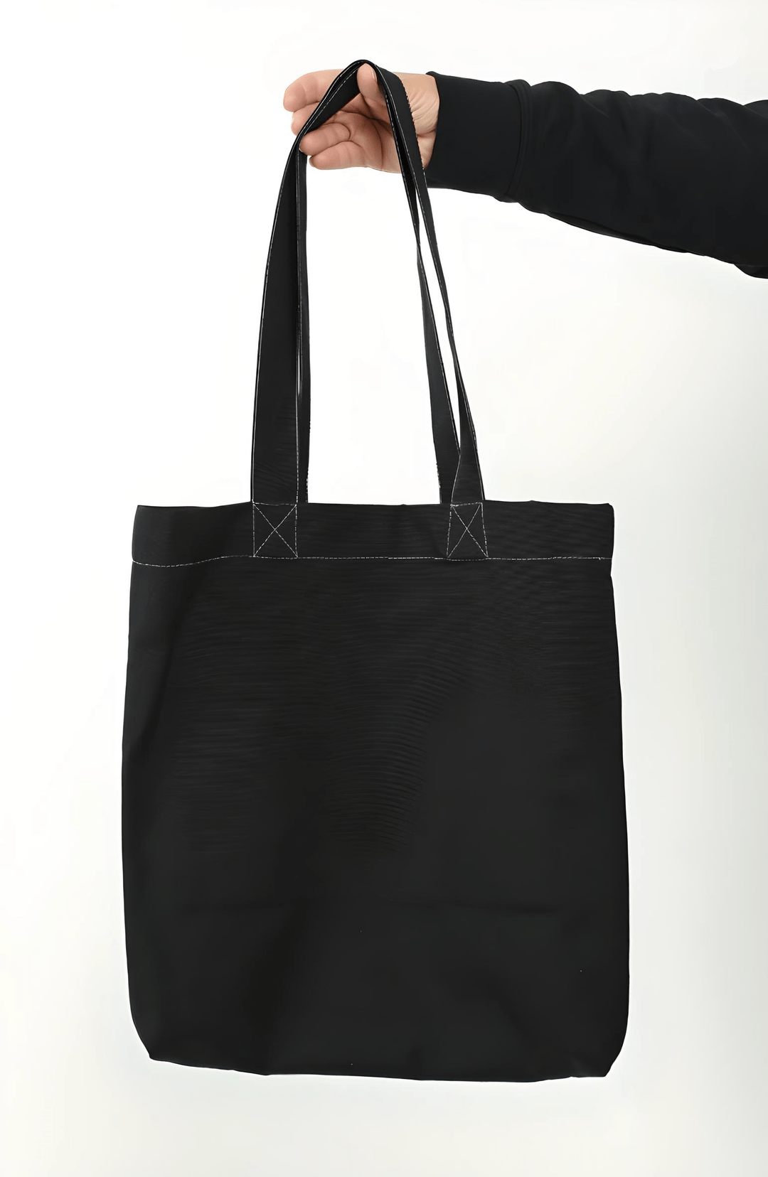 Velvet patch with embroidered logo on tote