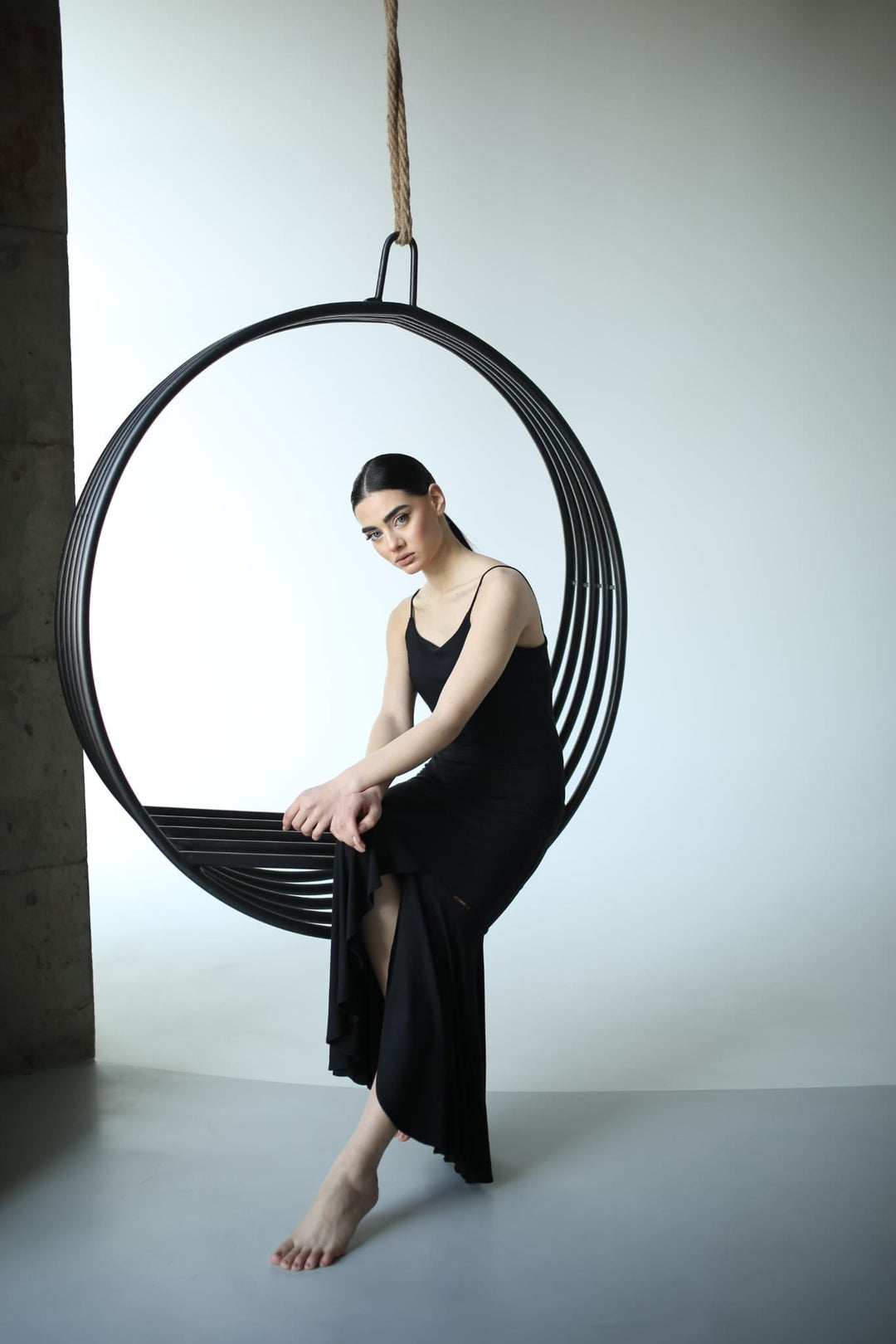 Black bamboo jersey maxi dress made in Armenia