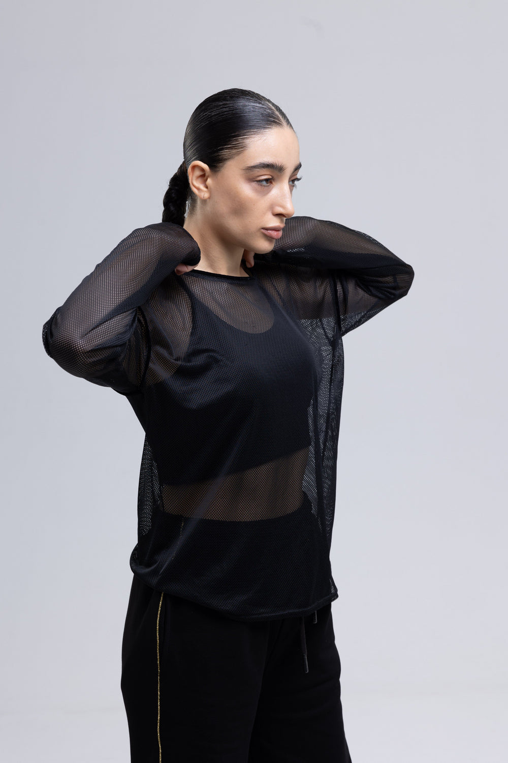 Women's black sheer organic cotton top by Baleni