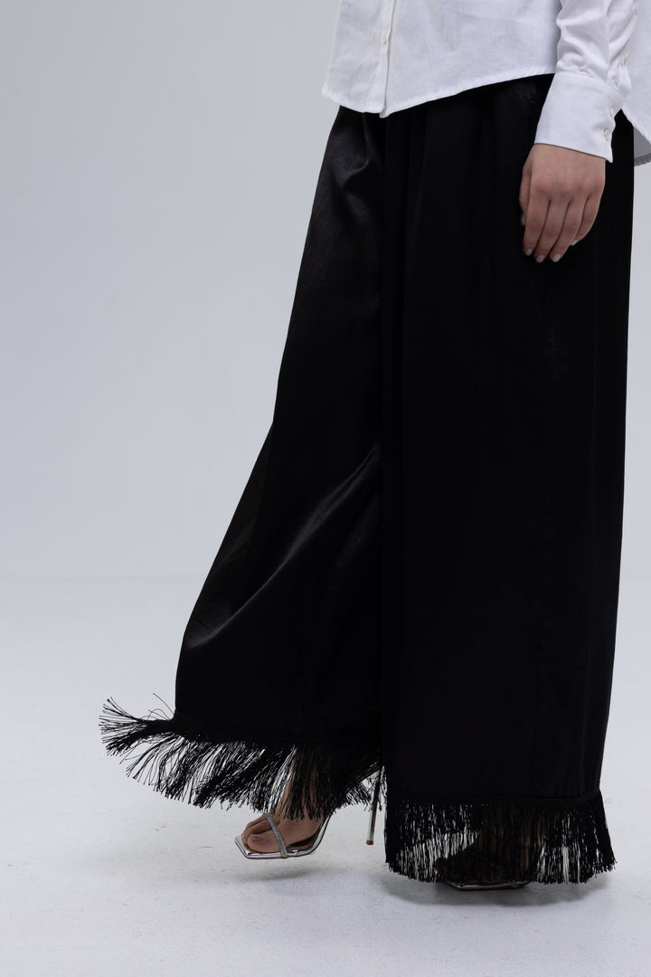 Black satin pants made in Armenia