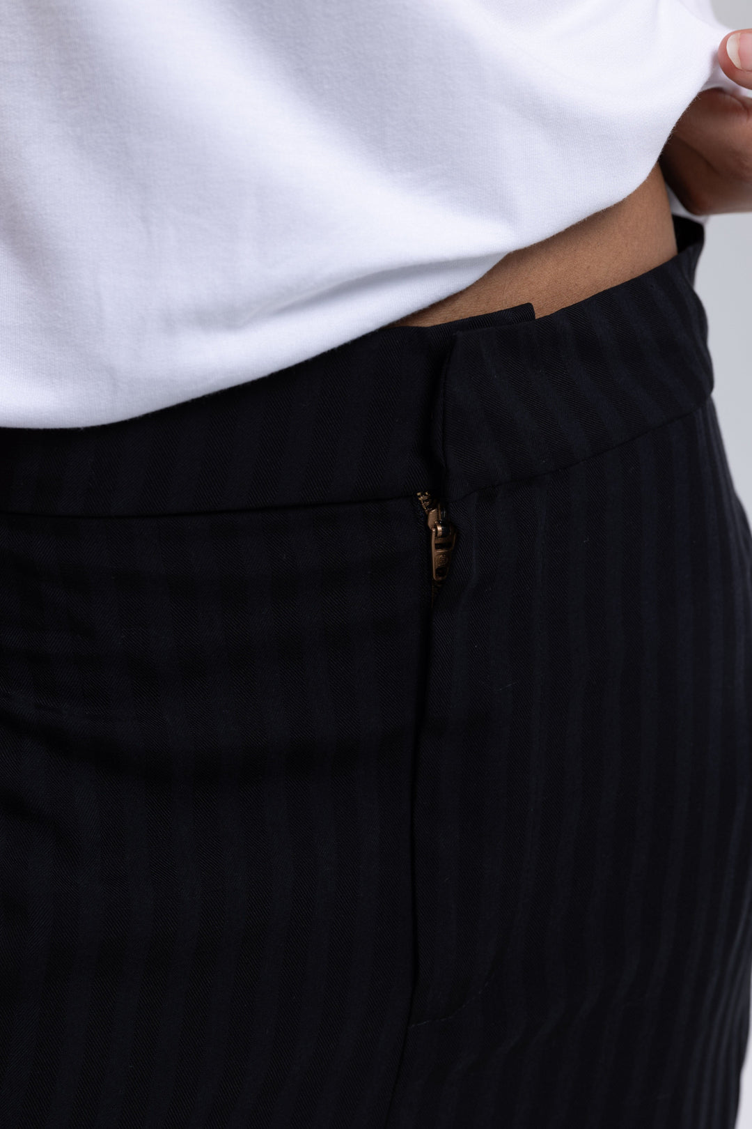 Black striped cropped trousers made in Armenia