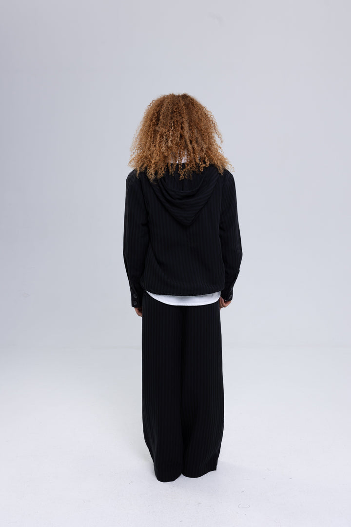Women's black striped woven tracksuit by Baleni