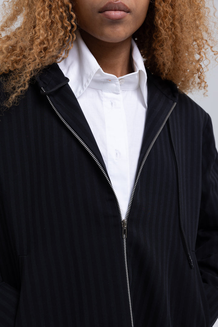 Black striped Tencel tracksuit for women