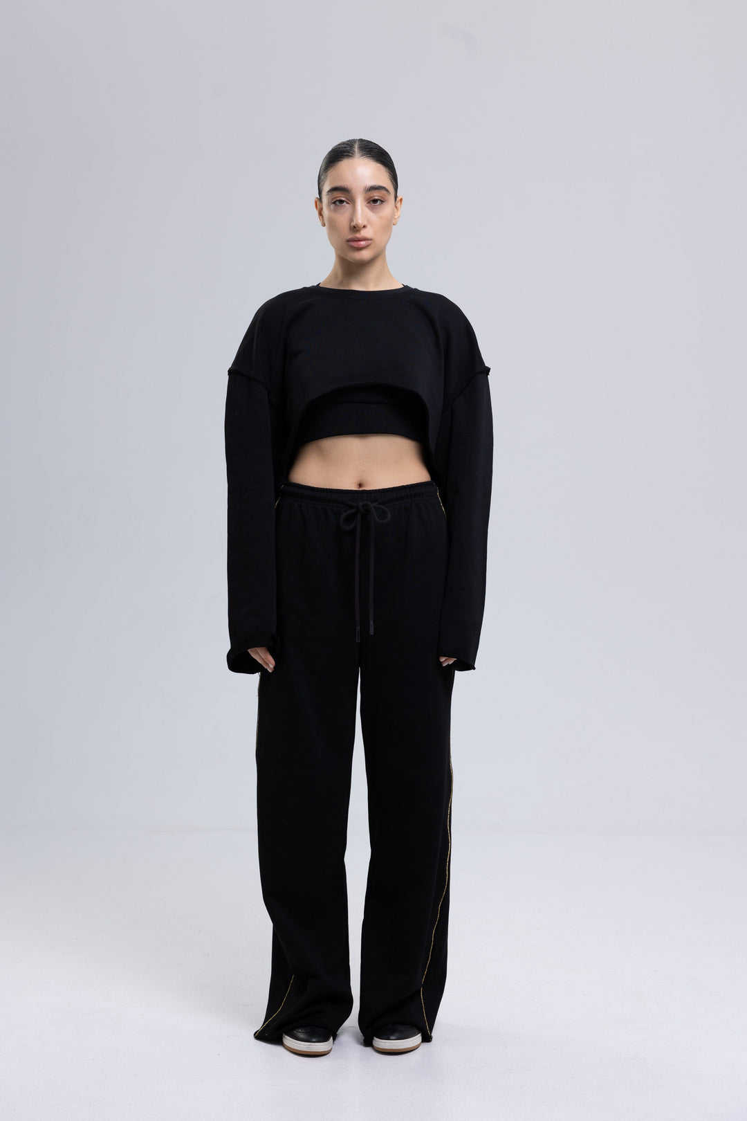 Black three-piece tracksuit for women