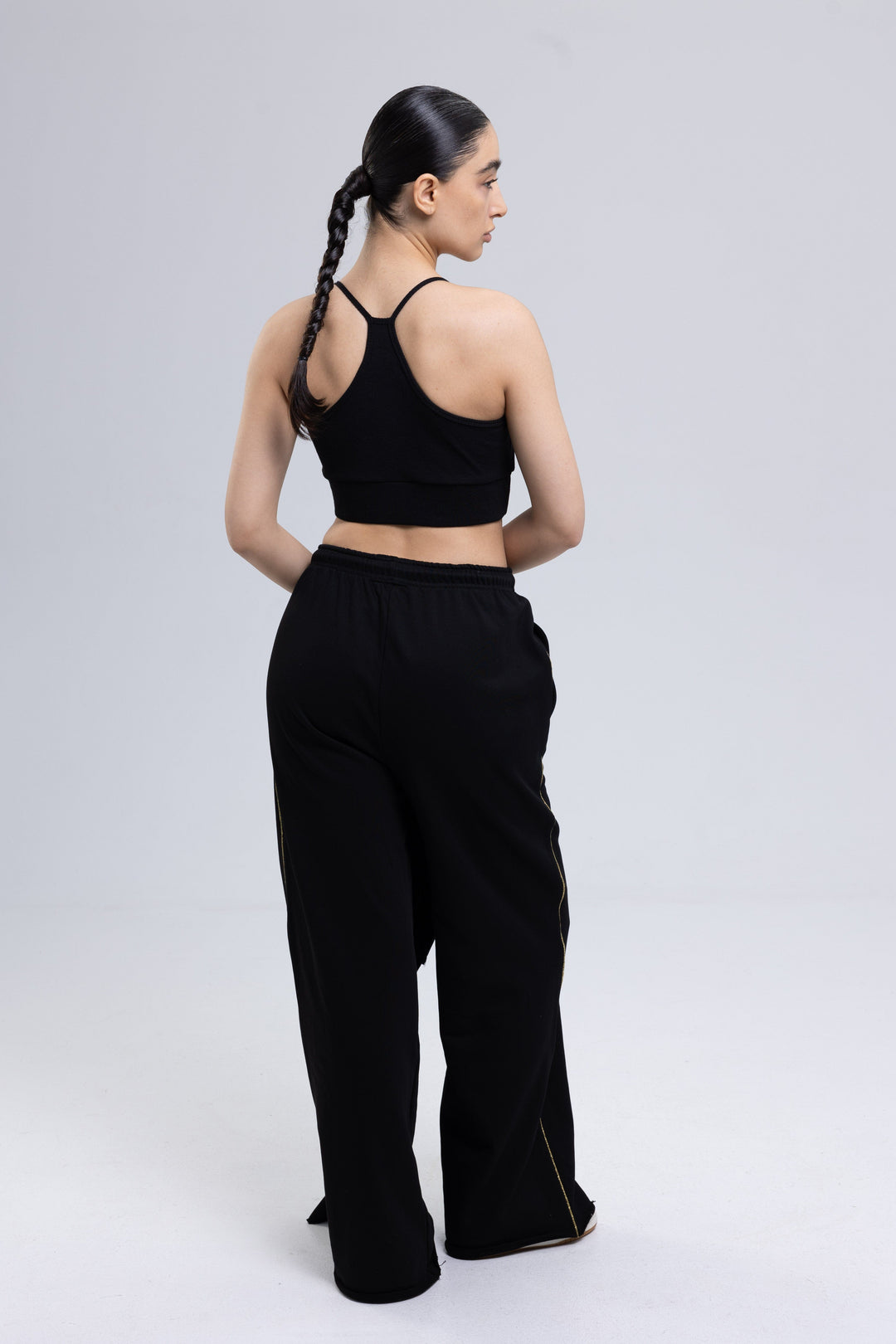 Cropped sweatshirt and wide leg trackpants set